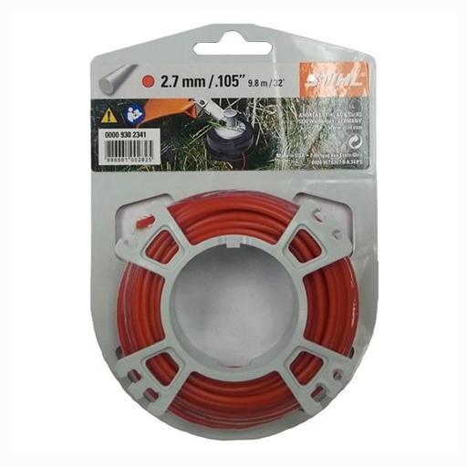 [0000 930 2341] Strimmer Line 9m x 2.7mm Round Red