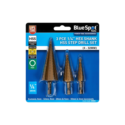 [BS20501] BlueSpot 3 Pc Step Drill Set